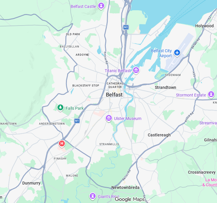Map of Belfast, where Home Glow is based